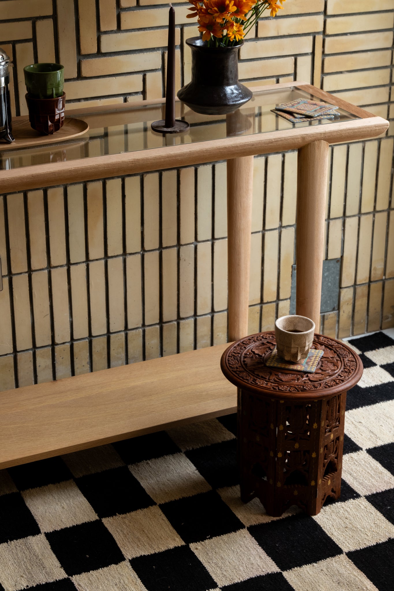 Chess Rug - Natural/Black