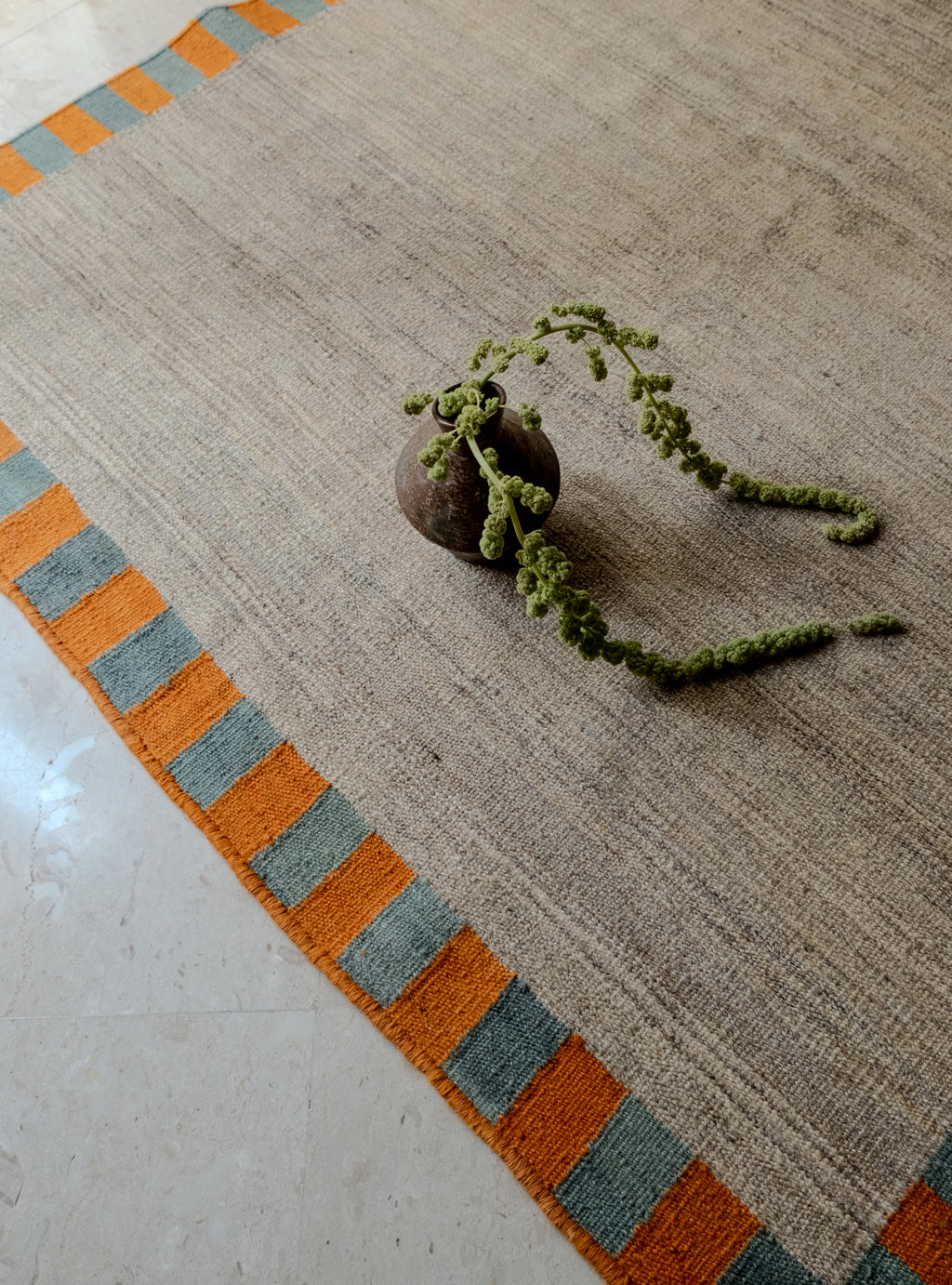 Khat Khati Rug - Orange/Teal